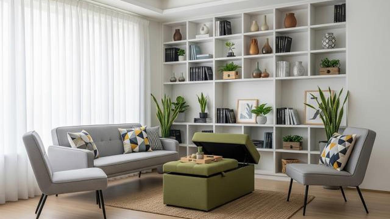 Furnitur Multifungsi dan Skala yang Tepat/Inspirasi Desain Ruang Tamu Luas di Rumah Kecil (Sumber: gemini.com)