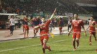 Striker Persija Jakarta, Marko Simic, berhasil mencetak hattrick dalam pertandingan kontra PSMS Medan di leg pertama semifinal Piala Presiden 2018 di Stadion Manahan, Solo, Sabtu (10/2/2018). (Dok. Persija Jakarta)