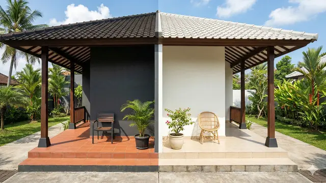 Perbandingan Warna Cat Terang vs Gelap untuk Teras Rumah (Foto: Gemini AI)