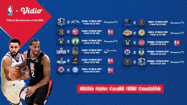 Jadwal NBA 2020/2021 pekan ke-12 di Vidio