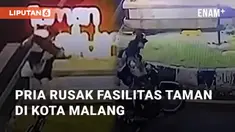 CCTV merekam pria merusak tulisan di Taman Galunggung dan Taman Ijen. Kejadian berlangsung pada Senin malam (30/12/2024)