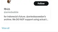 Akun @aniesbubble atau Anies Bubble tengah ramai dibicarakan di media sosial X (Twitter).