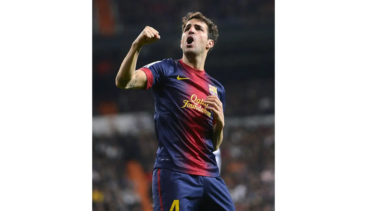 30 juta poundsterling atau setara dengan Rp 599 miliar harus dikeluarkan kubu Chelsea untuk memboyong Cesc Fabregas dari Barcelona, (13/6/2014). (AFP PHOTO/Pierre-Philipe Marcou)