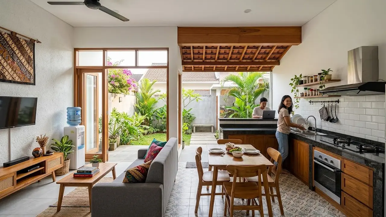Desain Rumah Tipe 36 dengan Dapur Terbuka