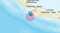 Gempa Magnitudo 5,7 mengguncang wilayah Bayah Banten, Minggu malam (25/2/2024). (Liputan6.com/ Dok BMKG)