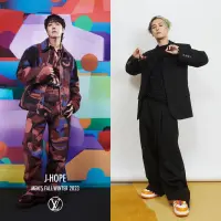 Hadiri Louis Vuitton show di Paris, J-Hope tampil boldy pakai koleksi Louis Vuitton Fall 2023 @louisvuitton.