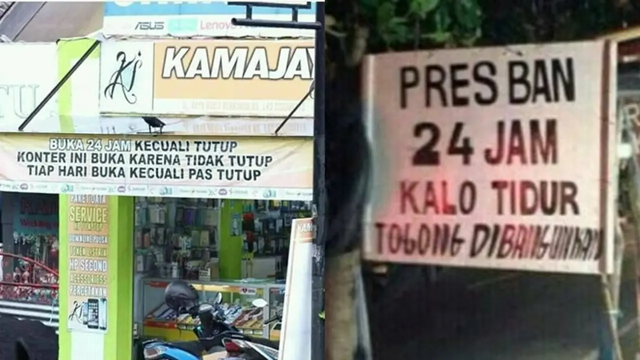 6 Tulisan Toko Buka 24 Jam Ini Bikin Tepuk Jidat