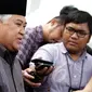 Ketua Umum MUI, Prof Dr Din Syamsuddin memberi keterangan kepada wartawan seusai bertemu Presiden Joko Widodo di Istana Merdeka,  Jakarta,  Selasa (3/2/2015). (Liputan6.com/Faizal Fanani)