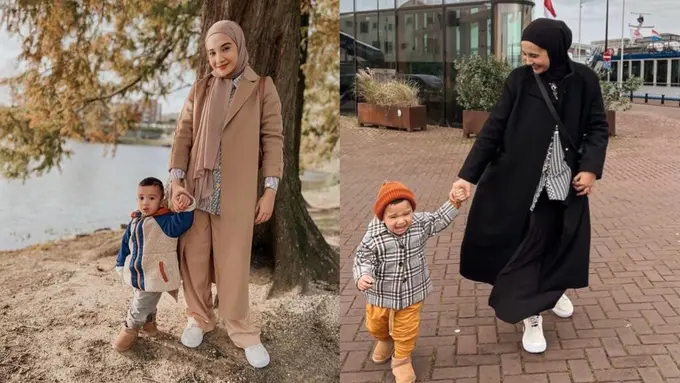 8 Gaya Hijab Zaskia Sungkar Liburan di Eropa Sambil Momong Ukkasya, Curi Perhatian