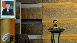 Wakil Presiden Jusuf Kalla memberikan sambutan pada acara Penandatanganan Perencanaan dan Percepatan Pembangunan Infrastruktur Energi dan Pertambangan di Auditorium BPPT di Jakarta, Senin (10/8/2015). (Liputan6.com/Johan Tallo)