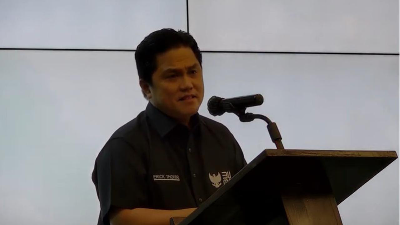 Menteri BUMN Erick Thohir pada Ulang Tahun ke-57 RNI dan peringatan Hari Pangan Sedunia di Jakarta, Selasa (19/10/2021).