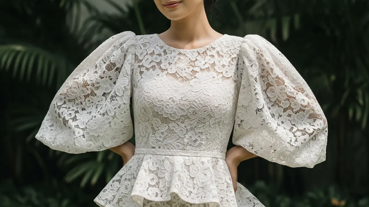 9 Model Dress Brokat Premium Lengan Balon, Inspirasi Busana Kondangan