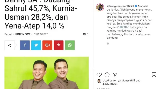 Sahrul Gunawan (Foto: Instagram/@sahrulgunawanofficial)