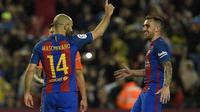 Javier Mascherano cetak gol perdana di Barcelona. (AFP/Lluis Gene)