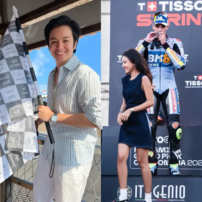 Gaya Pasutri Angga Yunanda dan Shenina Cinnamon Jadi Pengibar Bendera Finish dan Pembawa Medali Podium di MotoGP Mandalika 2025