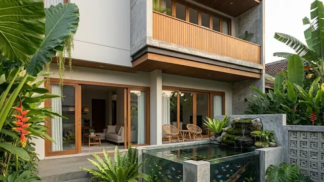 Kolam Kaca Modern di Teras atau Patio