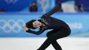 Cha Jun-hwan, dari Korea Selatan, berkompetisi dalam katagori skate bebas putra selama acara figure skating di Olimpiade Musim Dingin 2022, di Beijing, Kamis (10/2/2022). (AP Photo/Natacha Pisarenko)