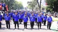 Buruh Konfederasi Serikat Pekerja Seluruh Indonesia (KSPSI) akan kembali turun ke jalan melakukan aksi damai menolak UU Cipta Kerja pada Kamis (14/9/2023)
