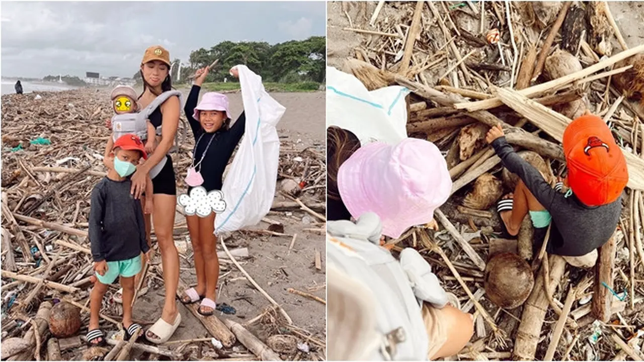 Ajak Anak Jaga Lingkungan, Ini 6 Potret Jennifer Bachdim Ikut Bersih Pantai di Bali