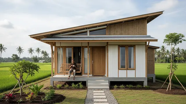 Gambar Rumah Minimalis Low Budget Cocok untuk Pensiun di Kampung/Gemini AI