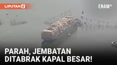 Warga AS dikejutkan dengan peristiwa kapal kargo menabrak jembatan di kota Baltimore, Maryland, hingga roboh pada Selasa dini hari waktu setempat. Petugas melakukan pencarian intensif untuk menyelamatkan orang-orang yang tercebur ke sungai. Simak lip...