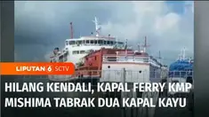 Diduga mengalami korsleting listrik hingga kehilangan kendali, kapal feri Mishima menabrak dua kapal kayu di pelabuhan rakyat Bajoe, Kabupaten Bone, Sulawesi Selatan.