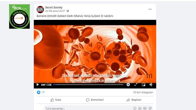 Cek Fakta Liputan6.com menelusuri klaim darah dari pendonor yang sudah divaksin Covid-19 berbahaya