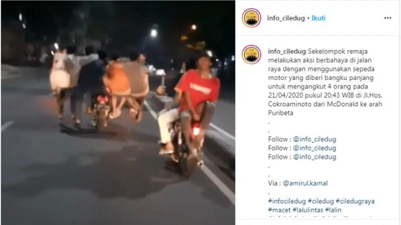 Sekelompok Remaja Ini Berboncengan Menggunakan Bangku Panjang (Instagram)