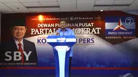 Ketua Umum DPP Partai Demokrat Susilo Bambang Yudhoyono (SBY) menyalahkan media massa dan masyarakat atas rendahnya elektabilitas peserta Konvensi Calon Presiden Partai Demokrat, Jumat (16/05/2014) (Liputan6.com/Johan Tallo).