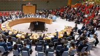 Anggota Dewan Keamanan PBB memberikan suara mendukung rancangan resolusi gencatan senjata di Gaza yang diveto AS pada Rabu (4/6/2025). (UN/Eskinder Debebe)