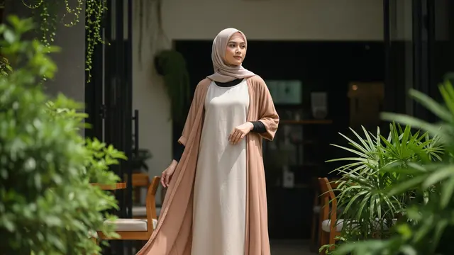 9 Model Gamis Linen Simple Warna Nude, Pilihan Busana Muslimah Modern