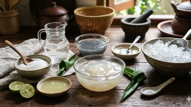 Resep Es Kolang Kaling Jeruk Nipis Segar (Foto: Gemini AI)