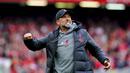 Pelatih Liverpool, Jurgen Kloop, senang bukan kepalang setelah timnya meraih kemenangan beruntun di Liga Inggris 2022/2023. Hasil ini membuat Liverpool mengemas 56 angka dari 33 laga dan naik ke peringkat lima. (AP Photo/Jon Super)
