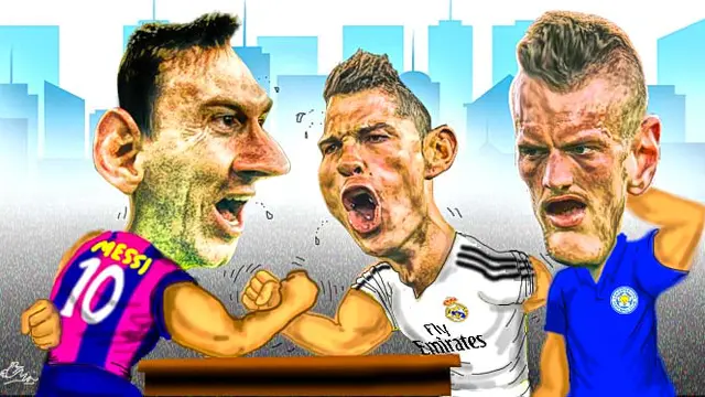 karikatur Messi Ronaldo dan jamie vardy