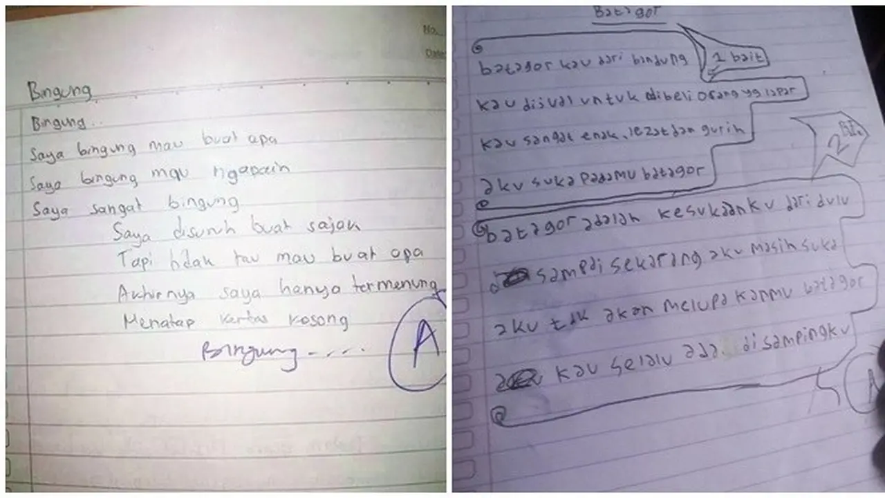6 Potret Nilai Guru di Tugas Puisi Murid Ini Bikin Senyum Tipis