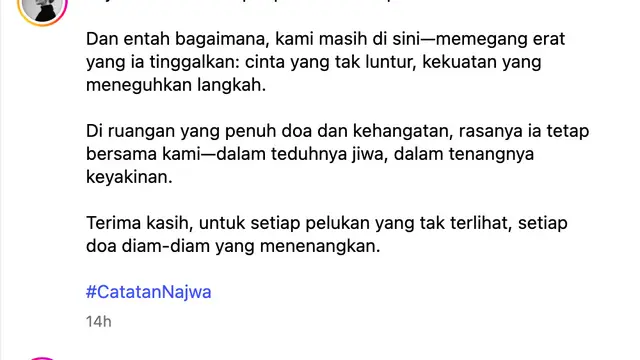 Unggahan Najwa Shihab. (Foto: Dok. Instagram @najwashihab)