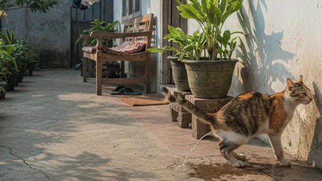 Kucing sedang kencing