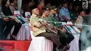 (ki-ka) Menhan Ryamizard Ryacudu, Kapolri Jendral Tito Karnavian dan Panglima TNI Jenderal Gatot Nurmantyo saat menghadiri Peringatan Hari Pramuka dan Pembukaan Raimuna Nasional XI Gerakan Pramuka, Jakarta, Senin (13/8). (Liputan6.com/Faizal Fanani)