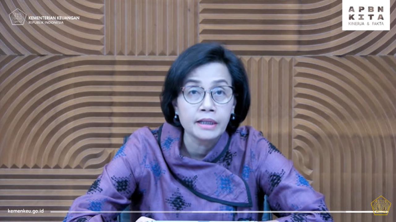 Menteri Keuangan (Menkeu) Sri Mulyani Indrawati dalam konferensi pers APBN KiTa April 2023, Senin (17/4/2023). Sri Mulyani mengatakan kinerja APBN per Maret 2023 masih terjaga positif.