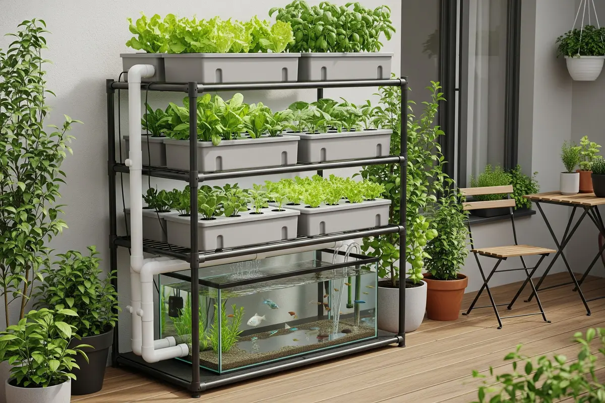 Desain Rumah Sempit dengan Sistem Aquaponik di Teras Belakang