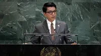 Presiden Madagaskar Andry Nirina Rajoelina saat berpidato pada Sidang Umum PBB ke-80 di markas besar PBB, Rabu, 24 September 2025. (Dok. AP/Pamela Smith)
&nbsp;