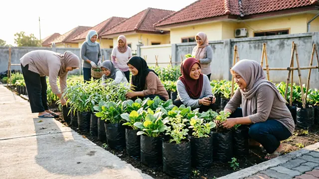 Konsep Kebun Sayur Bareng Ibu-Ibu RT Modal di Bawah Rp200 Ribu (AI)