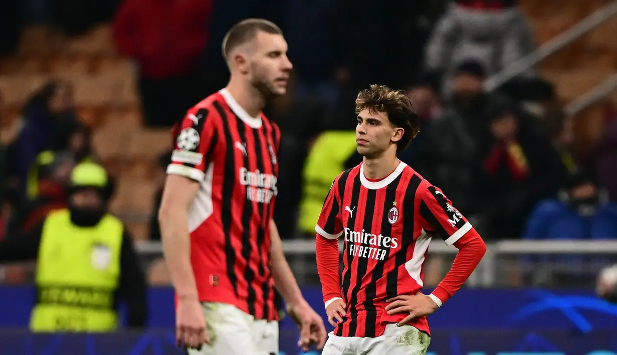 Bermain imbang 1-1 kontra Feyenoord, AC Milan dipastikan tersingkir dari Liga Champions 2024/2025. (Marco BERTORELLO/AFP)