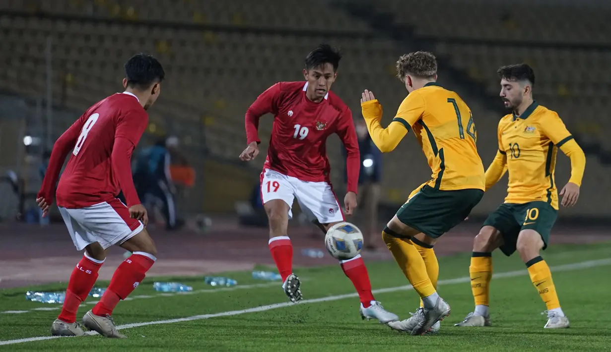 Timnas Indonesia U-23 kandas 0-1 dari Australia U-23 pada leg kedua Kualifikasi Piala Asia U-23 2022 yang digelar di Tajikistan. (Dok. PSSI)