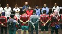 Menpora Zainudin Amali meninjau Pelatnas Cabor Pencak Silat, di Padepokan Pencak Silat, TMII, Jakarta Timur.