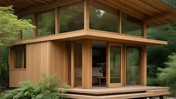 Ilustrasi Desain Rumah Sederhana Kayu Minimalis (Sumber Gambar: Meta AI)