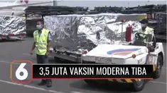 Pemerintah kembali mendatangkan vaksin Moderna dari Amerika Serikat sebanyak 3,5 juta dosis. Setibanya di Bandara Soekarno Hatta, vaksin langsung dibawa ke Biofarma dengan pengawalan ketat anggota TNI dan Polri.