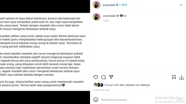 Arawinda Kirana (Foto: Instagram/@arawindak)