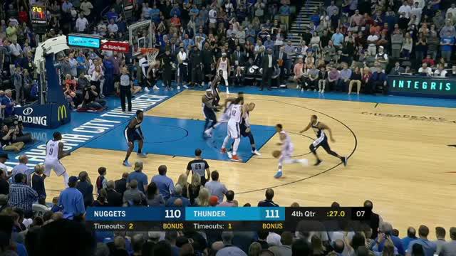 Berita video game recap NBA 2017-2018 antara Denver Nuggets melawan Oklahoma City Thunder dengan skor 126-125.