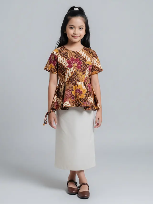 Model Atasan Batik Anak Perempuan yang Stylish Desain Peplum